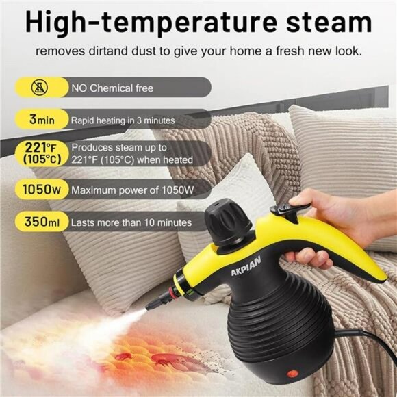 Handheld Steam Cleaner Multipurpose Steamer for Home Kitchen Car Upholstery - Picture 2 of 7